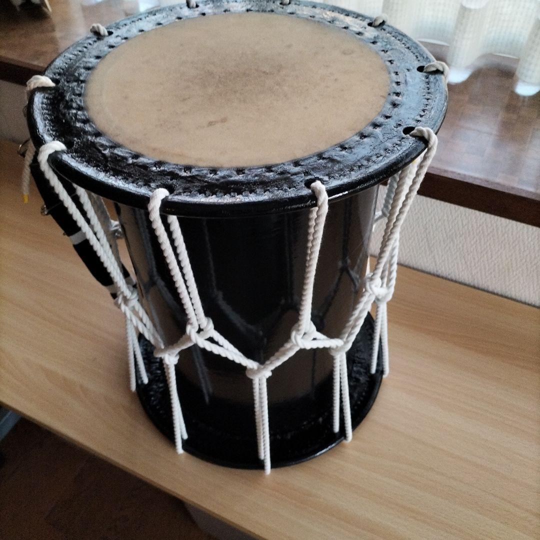 「なお様ご依頼商品」担ぎ太鼓　締太鼓　和太鼓 　天然皮革　ストラップ付中古品⑧