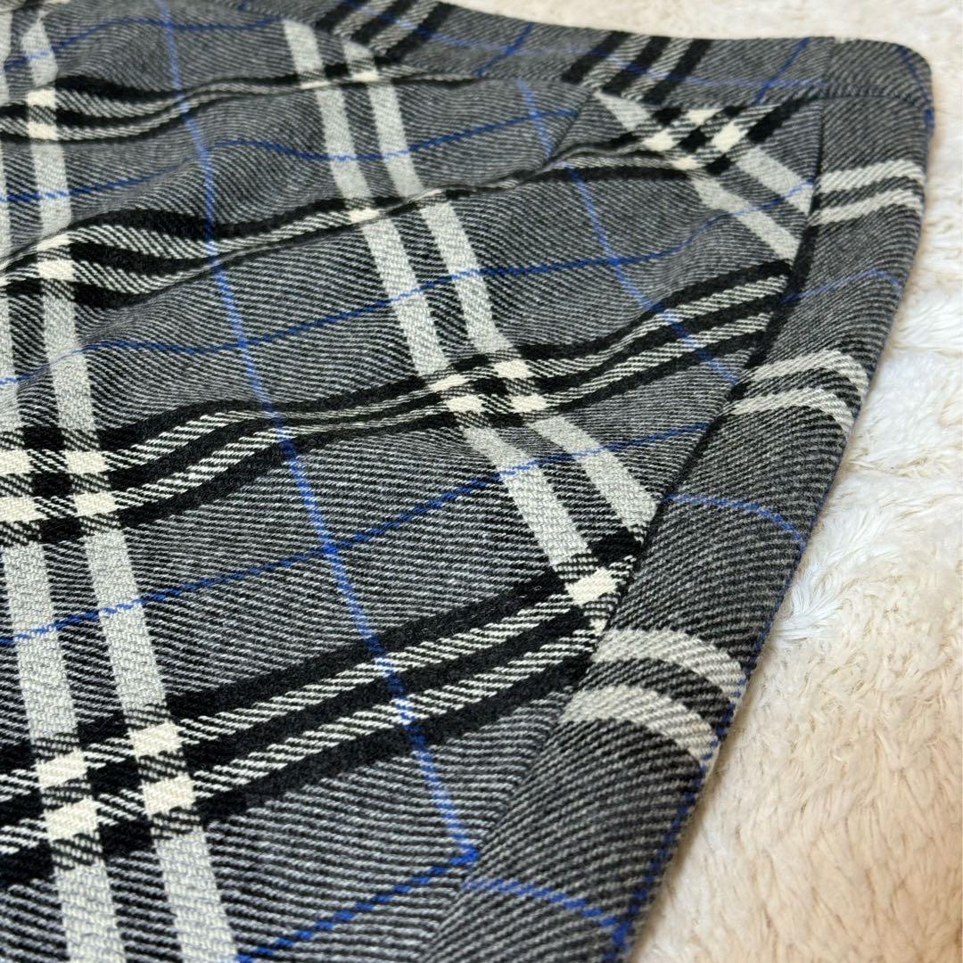 バーバリーロンドン ノバチェック 巻きスカート ラップスカート 36 カシミヤ混