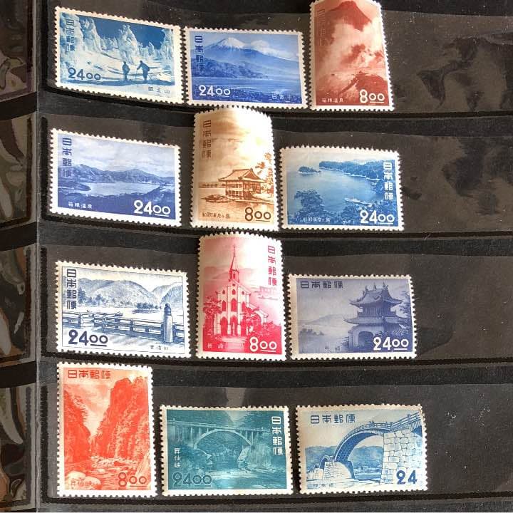 カタログ価格46,400円！観光地百選切手12種！一枚で24,000円の日本平も