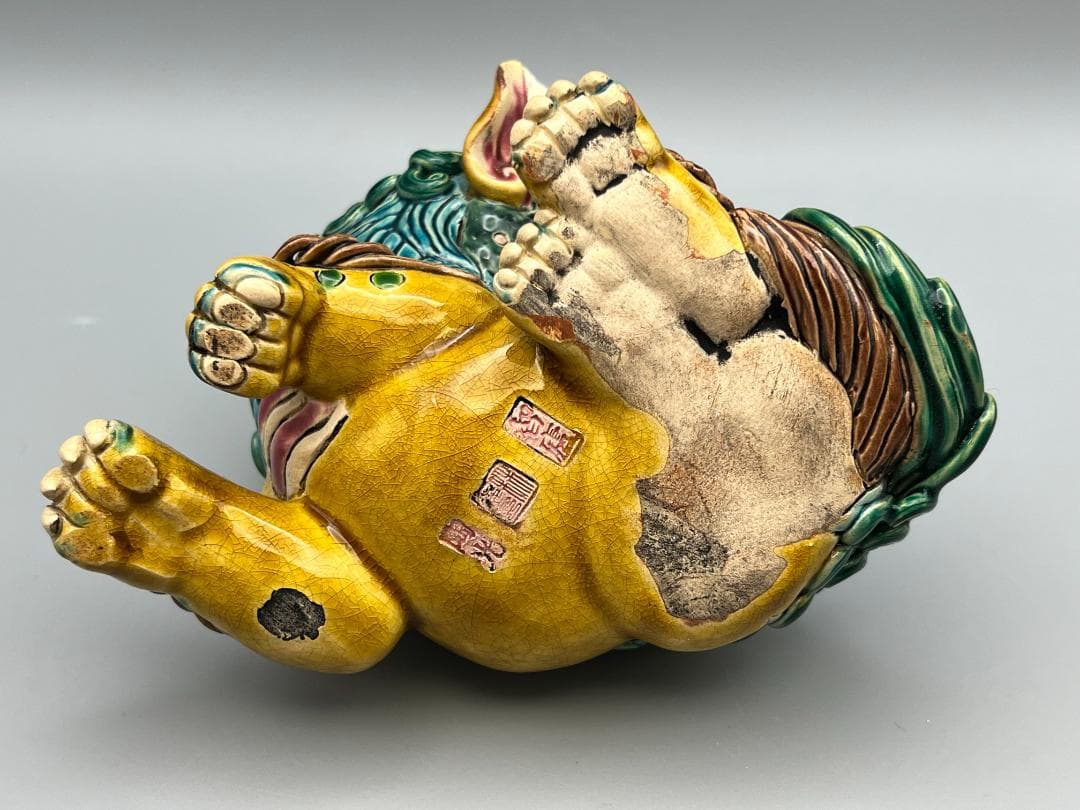 両獅子　置物　智盧　陶光　林智信　交趾焼　陶磁器　台湾交趾