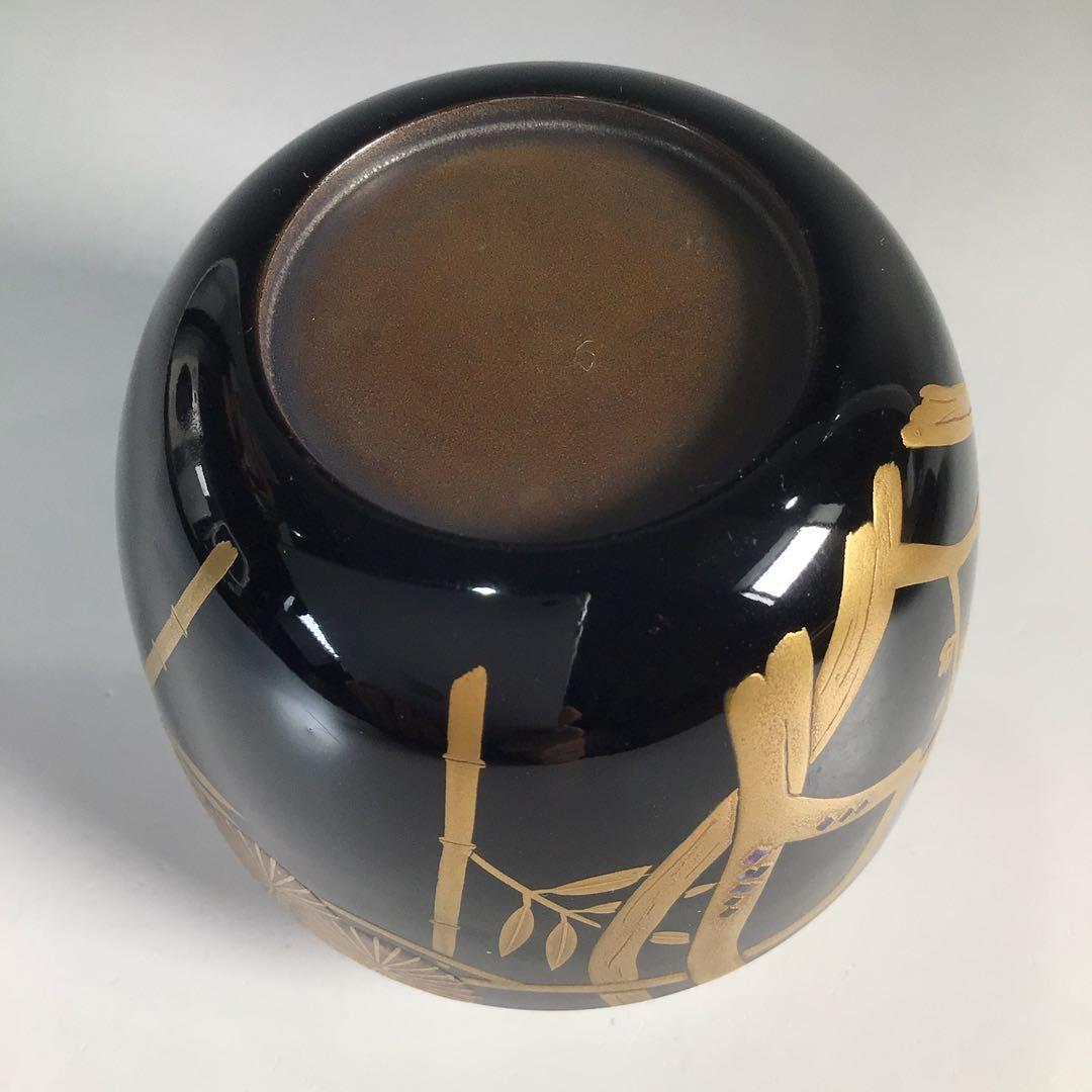 Ｎ１８７　大棗　『岡本漆専堂』『久田宗也　尋牛斎　箱書』『松竹梅蒔絵』　共箱