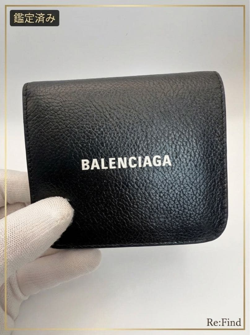 【美品】BALENCIAGA ブラック レザー 二つ折り財布