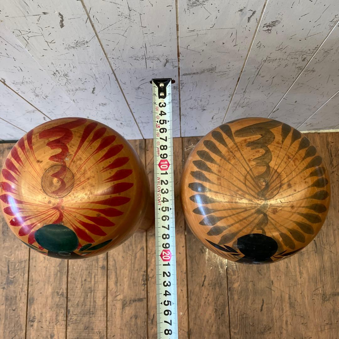 昭和レトロ 木製 大型こけし 小芥子 伝統工芸 工芸品 民芸品 置物セット ペア