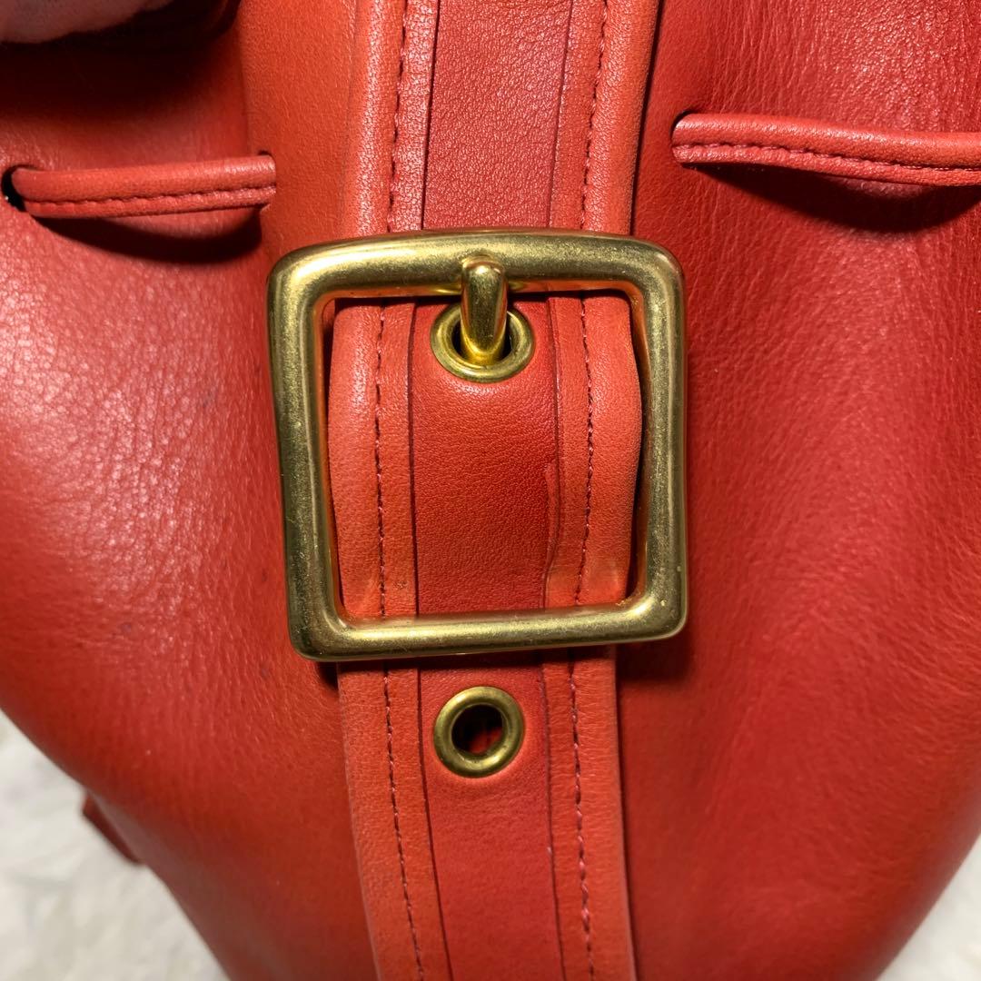 オールドコーチ ショルダーバッグ 9952 巾着型 レッド レザー 本革