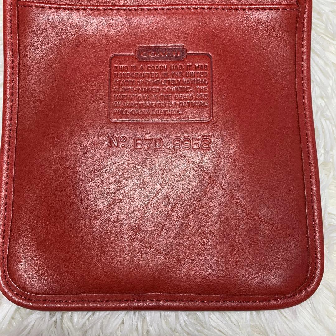 オールドコーチ ショルダーバッグ 9952 巾着型 レッド レザー 本革