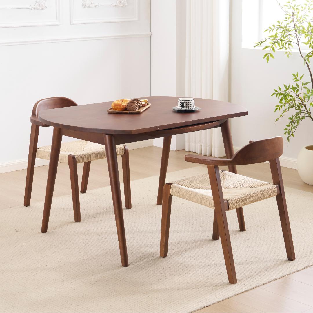 ダイニングテーブル　3点セット　チェア2脚　幅120　伸縮　BROWN