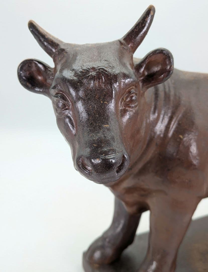 武用君彦 備前焼 干支置物「丁丑」 共箱共布栞 丑年 牛 ウシ 縁起物 在銘