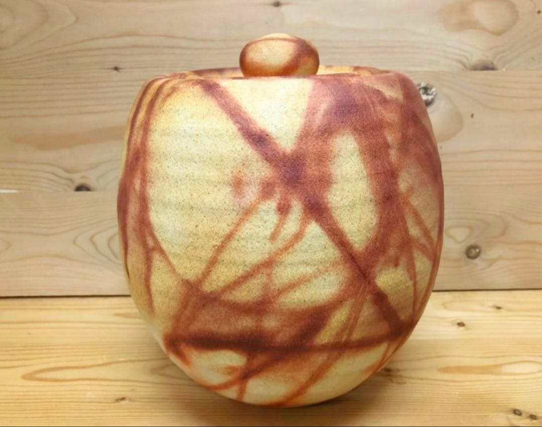 未使用/特価❕美濃燒/安藤百利行作/百窯/火襷/水指/1点　　茶道具/水差し