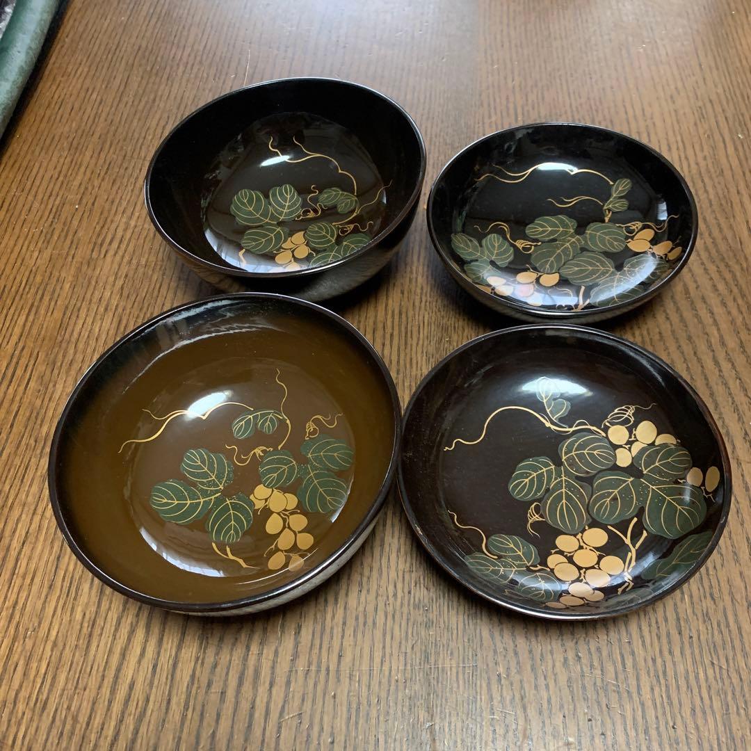 本漆塗蒔絵漆器⭐️蓋付椀⭐️ペアセット⭐️蔵保管⭐️超美品