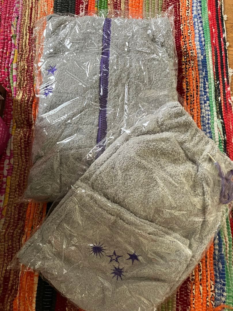 バラ売り可 男闘呼組 タオル生地 上下セット ふわもこポンチョパーカー