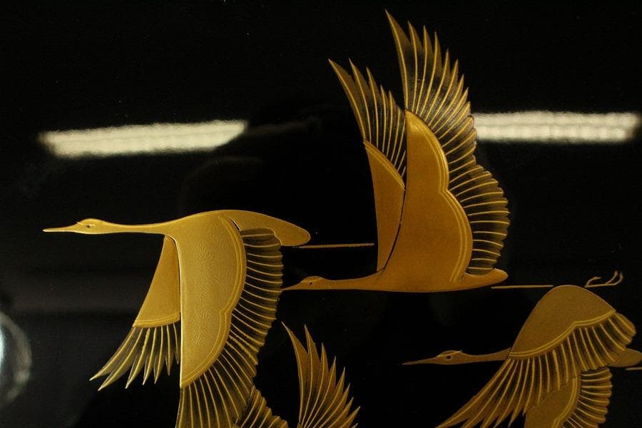 suetosh.k 平安象彦作 飛鶴蒔絵 硯箱 未使用 共箱(LC820)