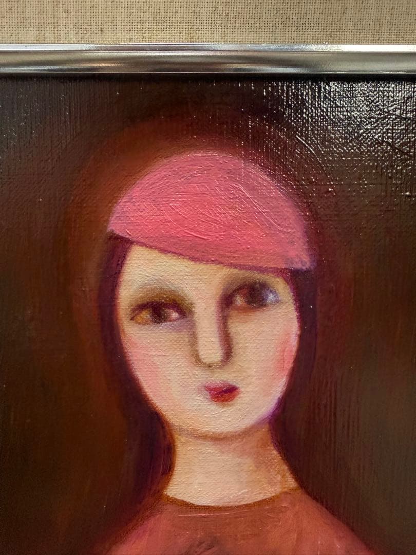 アート絵 H. FUJI KAWA女性のポートレート 油彩画