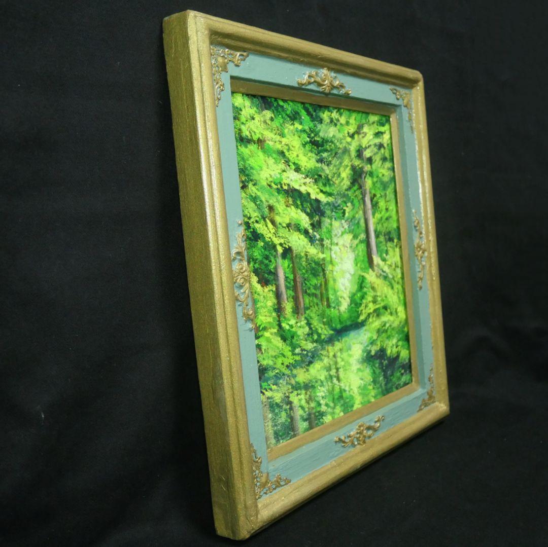 油絵 油彩 油彩画 絵 絵画【新緑の森】