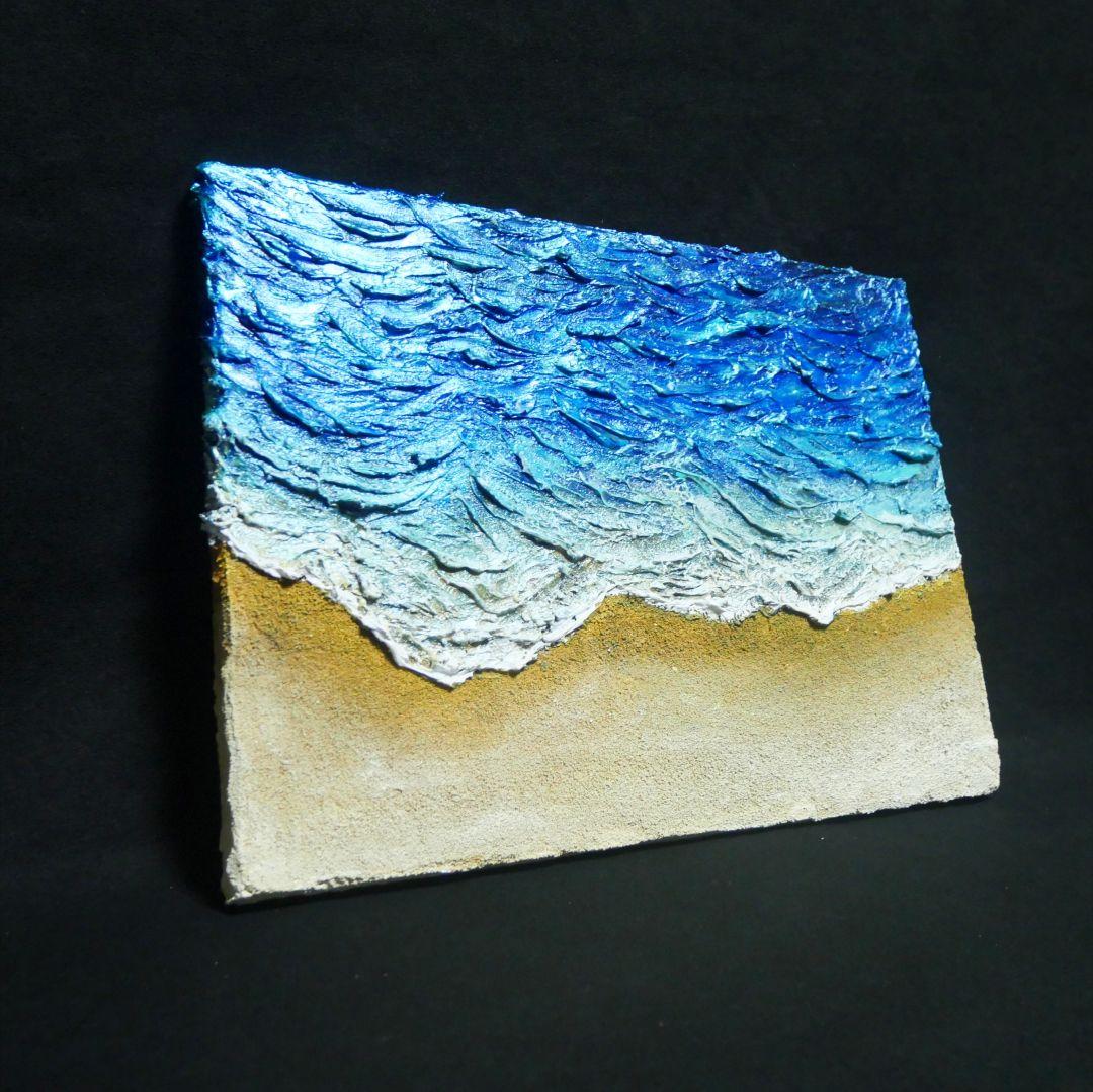 油絵 油彩 油彩画 絵 絵画 【波と砂浜】