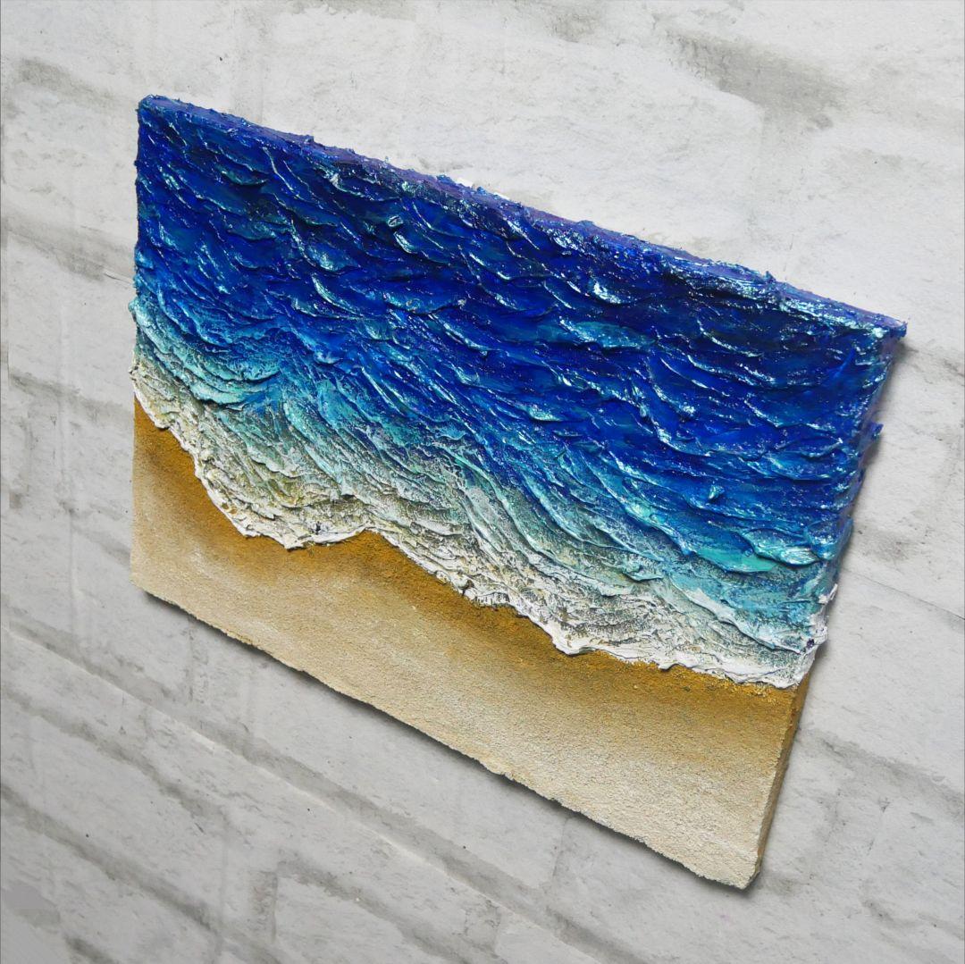 油絵 油彩 油彩画 絵 絵画 【波と砂浜】