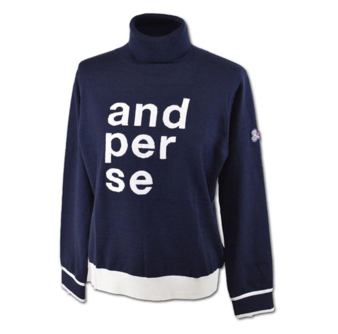and per se ネイビー タートルネックセーター 美品
