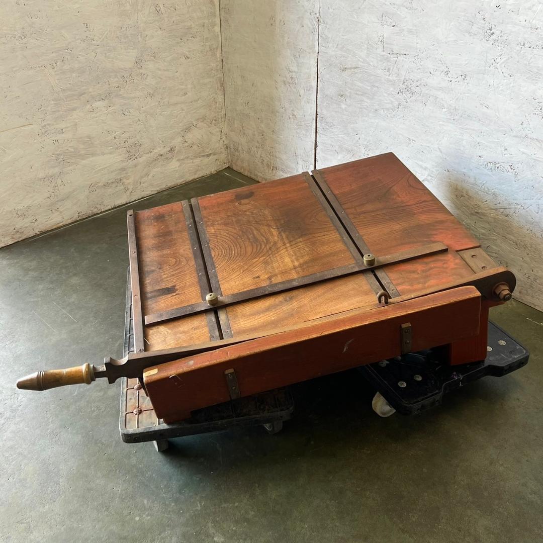 木製裁断機 紙切り台 アンティーク ペーパーカッター 昭和レトロ Y0387