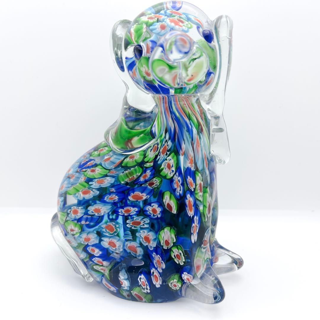 【入手困難】ミルフィオリ アートガラス 犬 置物 ヴェネチアン風 オブジェ