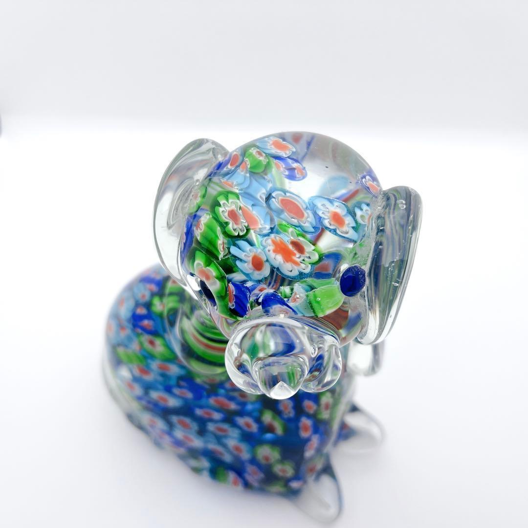 【入手困難】ミルフィオリ アートガラス 犬 置物 ヴェネチアン風 オブジェ