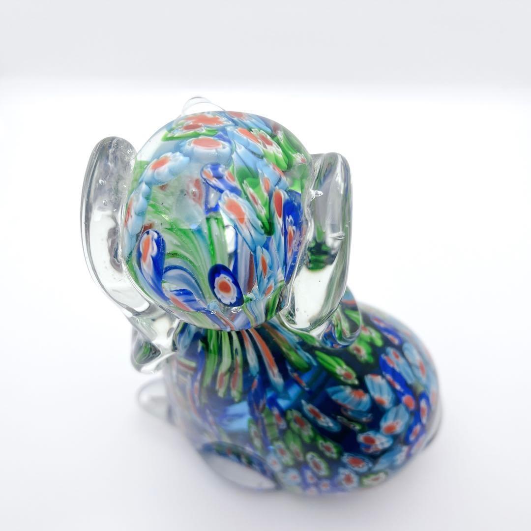 【入手困難】ミルフィオリ アートガラス 犬 置物 ヴェネチアン風 オブジェ