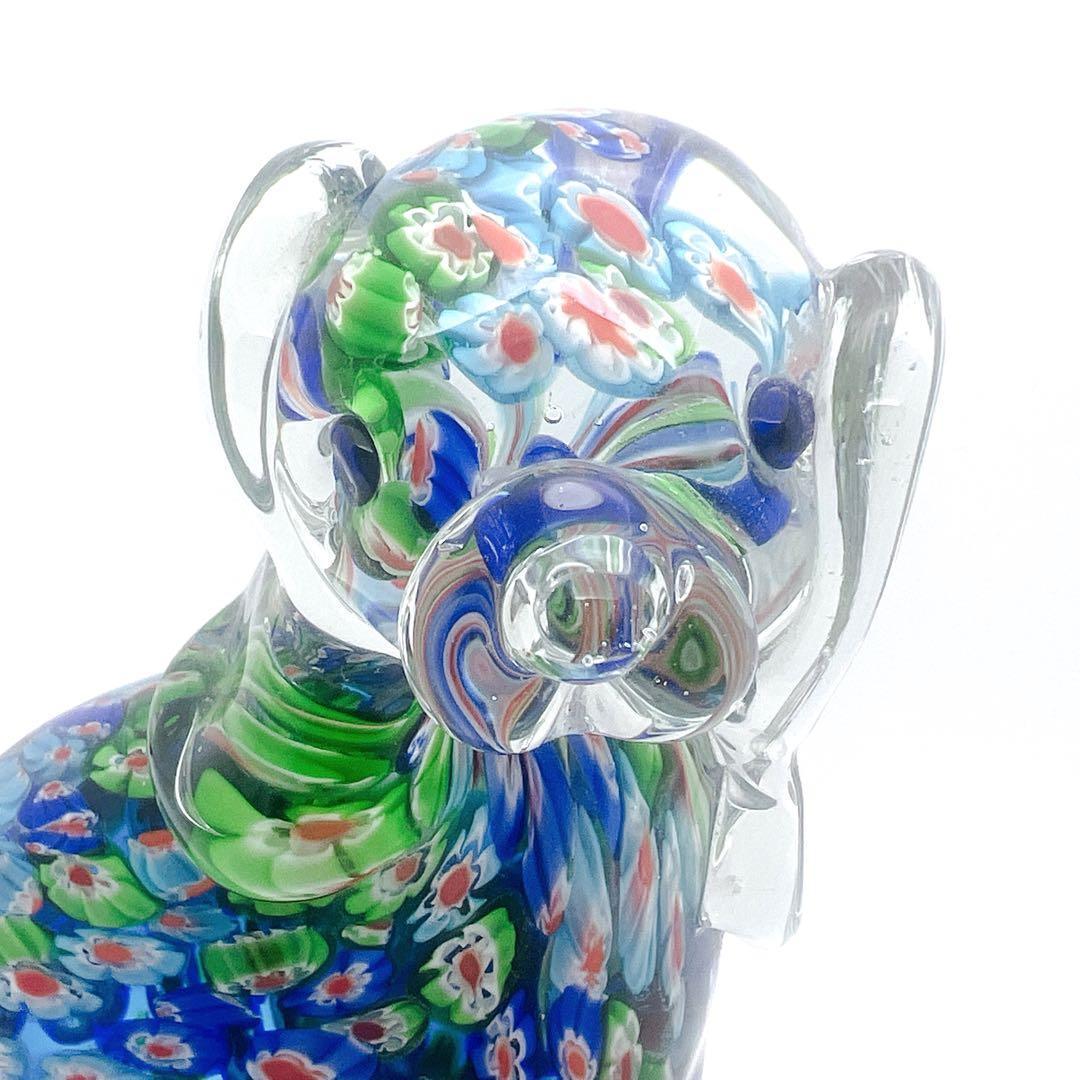 【入手困難】ミルフィオリ アートガラス 犬 置物 ヴェネチアン風 オブジェ