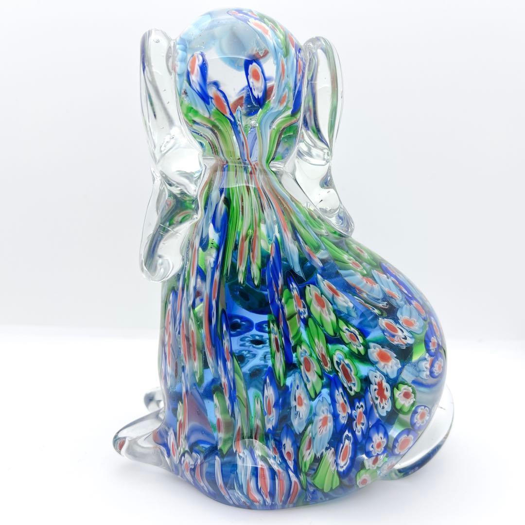 【入手困難】ミルフィオリ アートガラス 犬 置物 ヴェネチアン風 オブジェ