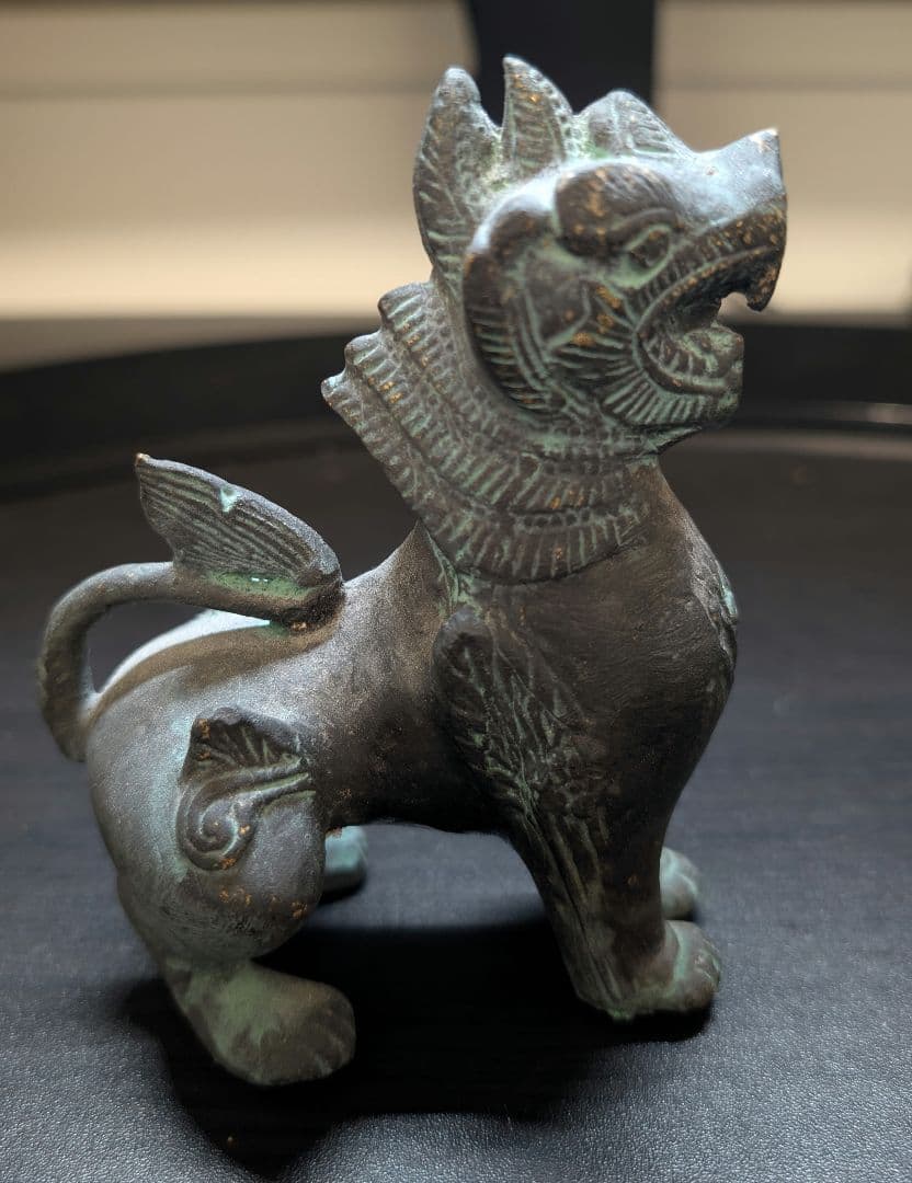 【良品】青銅製　聖獣置物　時代物　骨董アンティーク　麒麟
