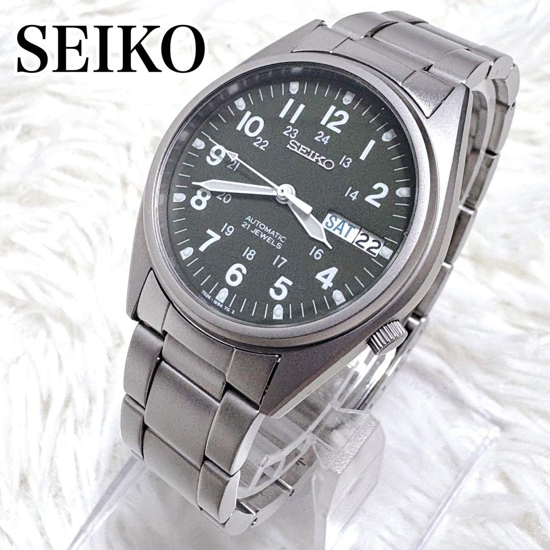 SEIKO セイコー ミリタリー 自動巻き 裏スケルトン デイデイト 21石