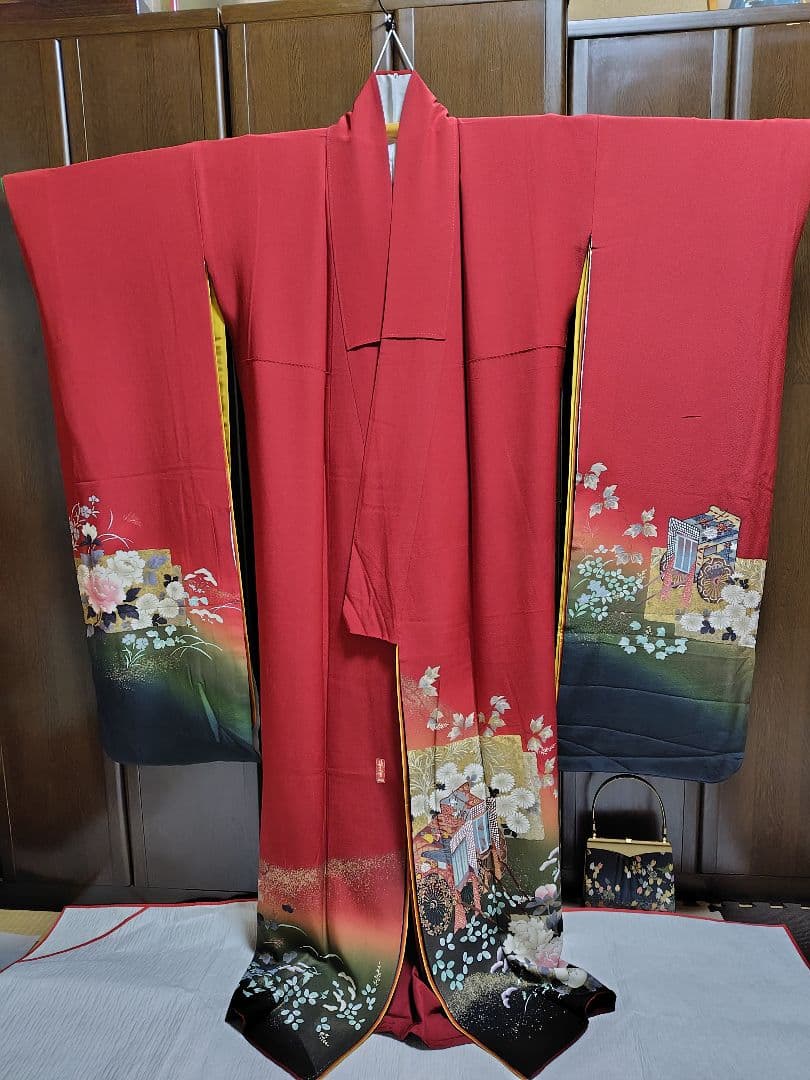 yukky★正絹　手描　暈し染　金彩　お振袖