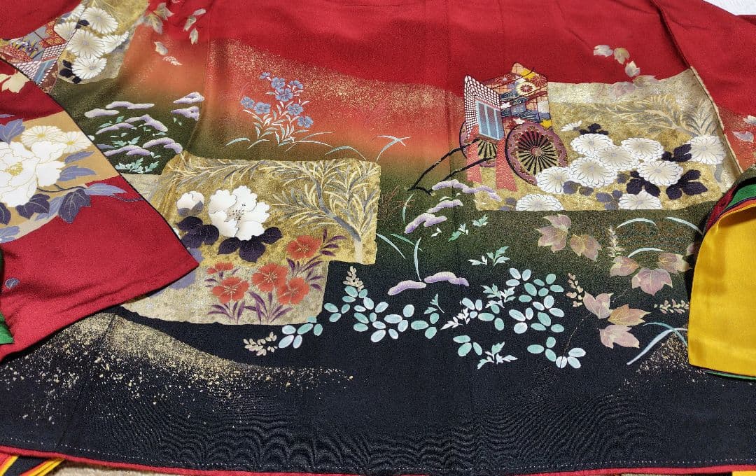 yukky★正絹　手描　暈し染　金彩　お振袖