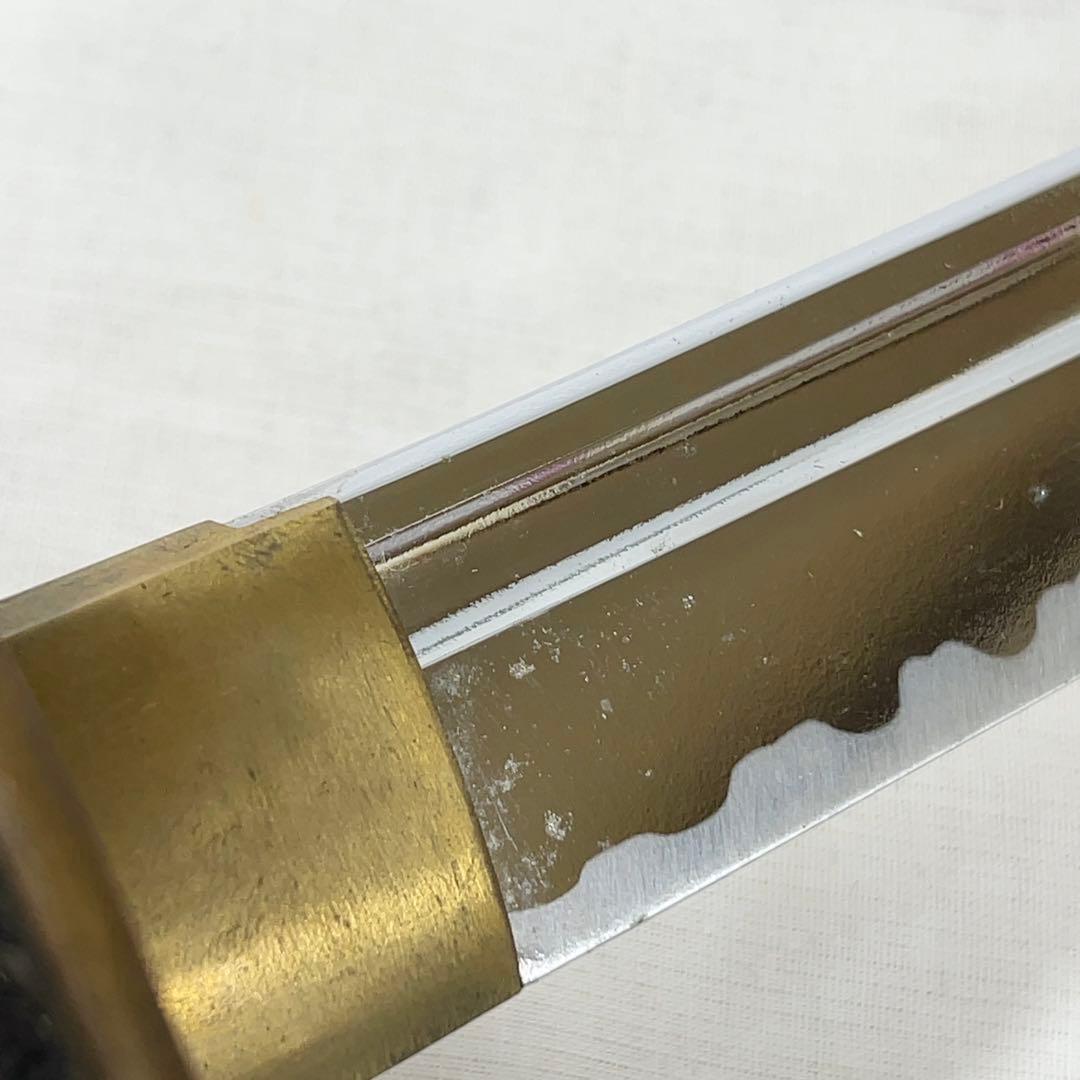 模造刀 二本差し 太刀 脇差 樋入り 龍鍔 透かし 黒鞘 直刃 刃紋 高級