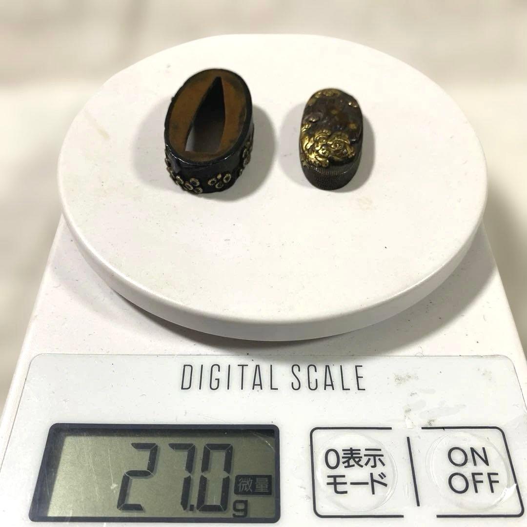 B-46 縁頭　金象嵌　武具　刀装具　時代物　アンティーク　美術品　工芸品