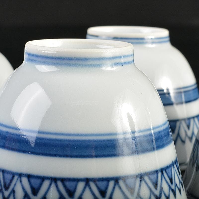 京焼　清水焼　平安　瑞泉造　青華　煎茶碗　五客　星悠丈書付箱　V　R7293