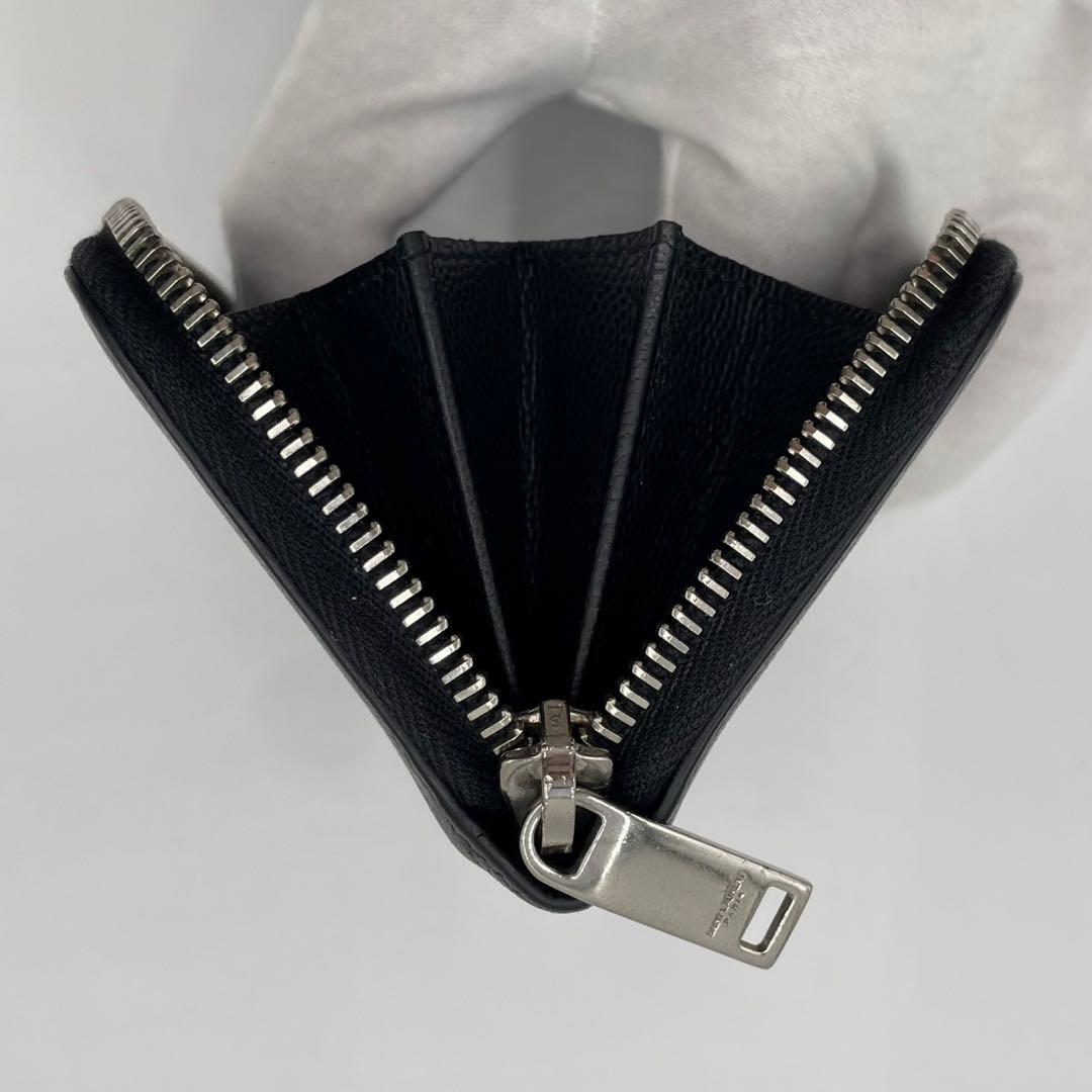 サンローランパリケース ラウンドジップ キャビアスキン ブラック