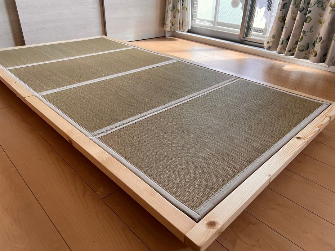い草畳ベッド3段階高さ調整 単身サイズ ナチュラル 生成り(目積織)