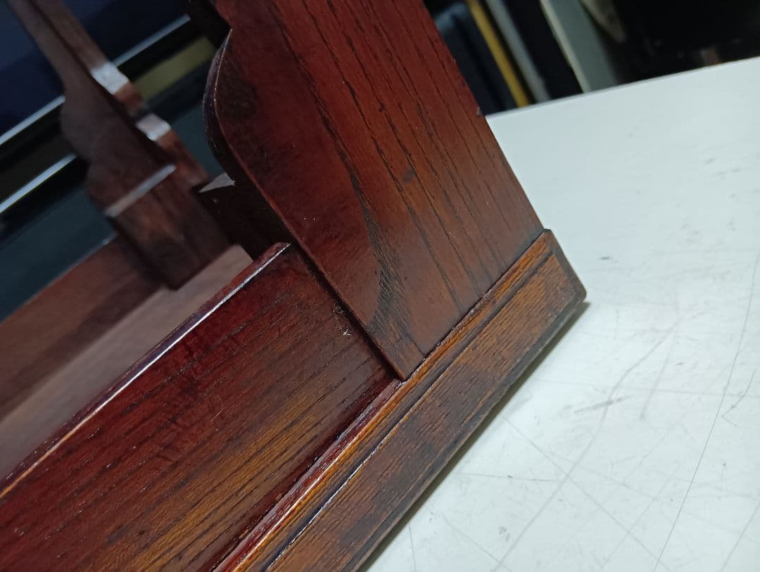 希少　明治期　欅　一枚板　組木細工　削り出し　文机　長尺机　錨脚
