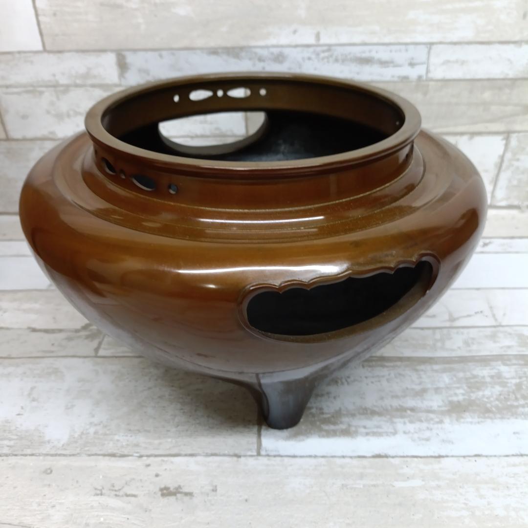 L106 ほぼ未使用 釜師 畠春斎 鋳物師 金森彦兵衛 唐金朝鮮風炉 真形釜添