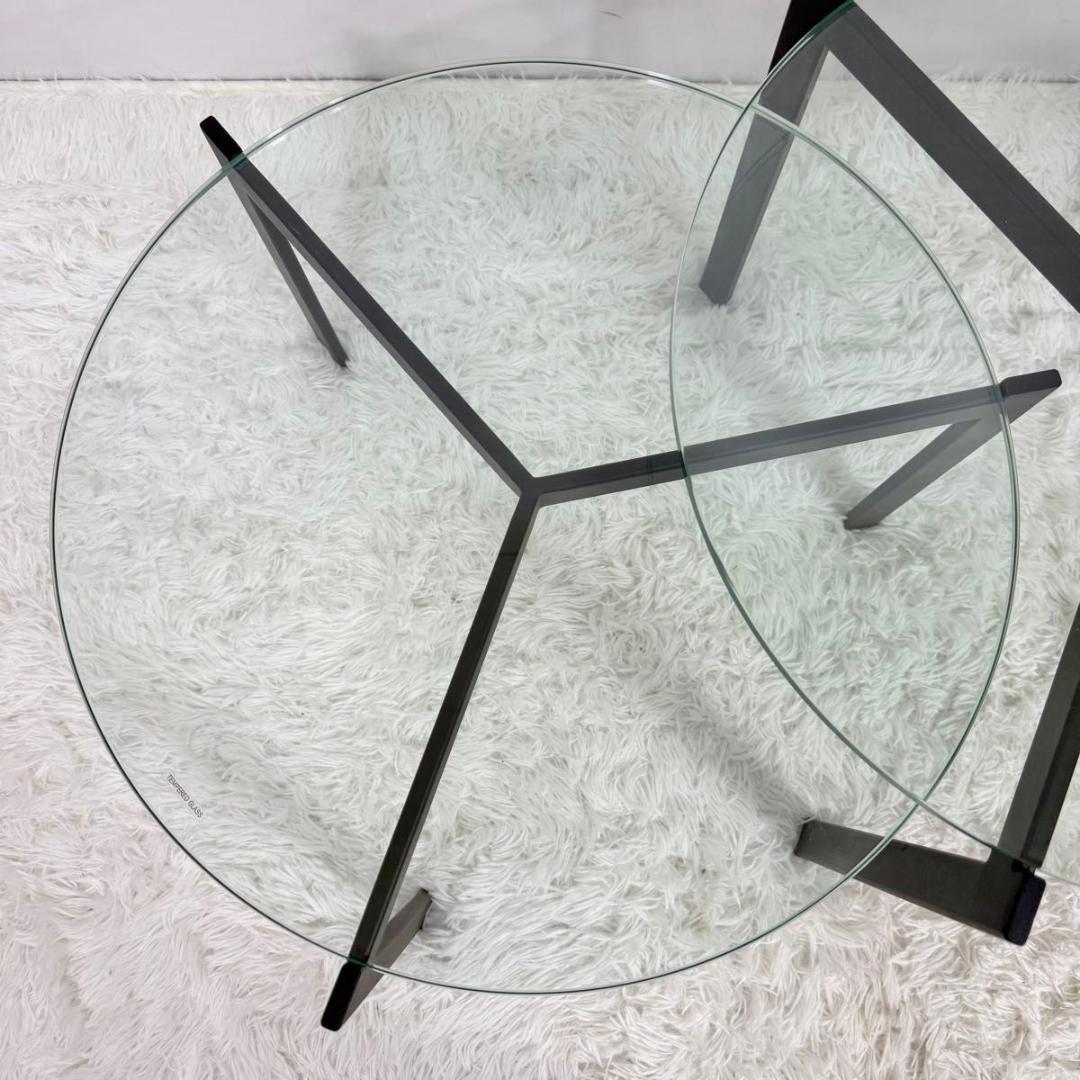 【美品】ARMONIA　アルモニア ガラス センターテーブル 丸型 92-8