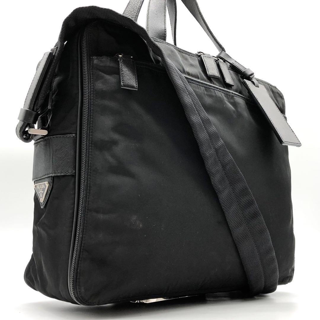 プラダ ビジネスバッグ 2way 三角ロゴプレート チャーム ナイロン レザー