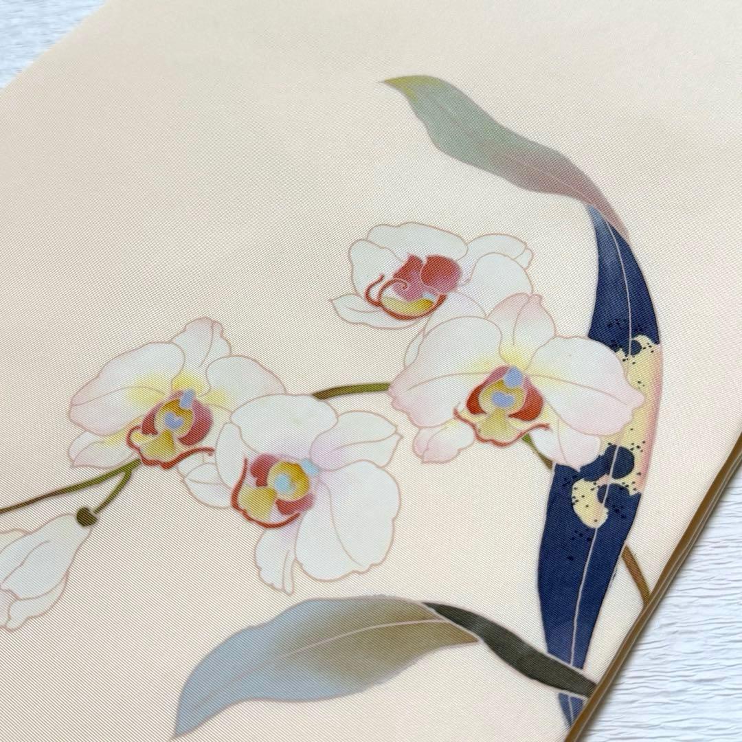 m-60 塩瀬 胡蝶蘭 作家物 正絹 名古屋帯