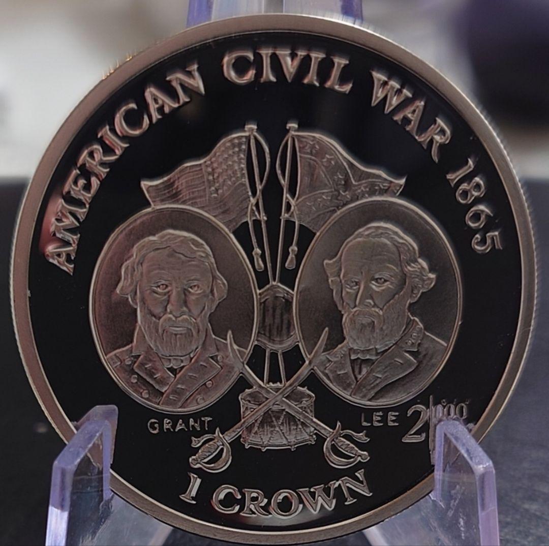 1999年 マン島銀貨 1クラウン アメリカ南北戦争記念銀貨 SV925 大型