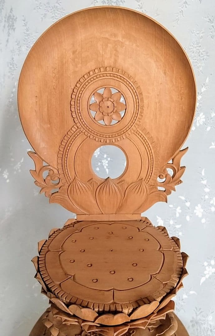 台座+光背 3.5寸坐像用#596 円台 円光 木彫 仏像付属品