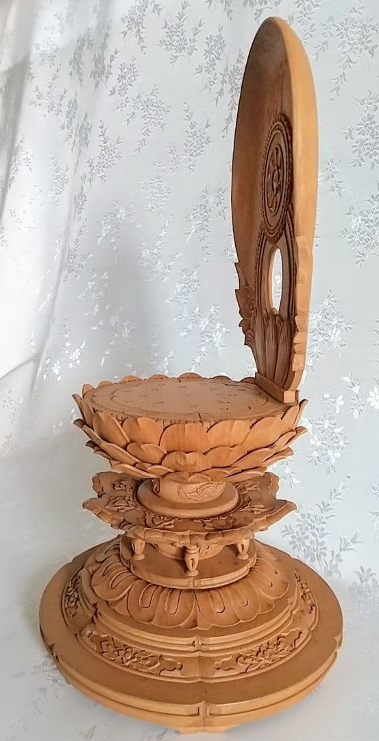 台座+光背 3.5寸坐像用#596 円台 円光 木彫 仏像付属品