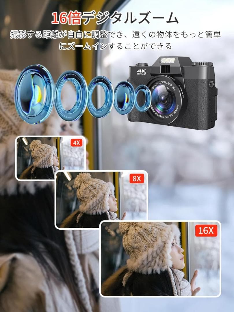 Moledro デジタルカメラ 4K WIFI転送機能 4800万画素