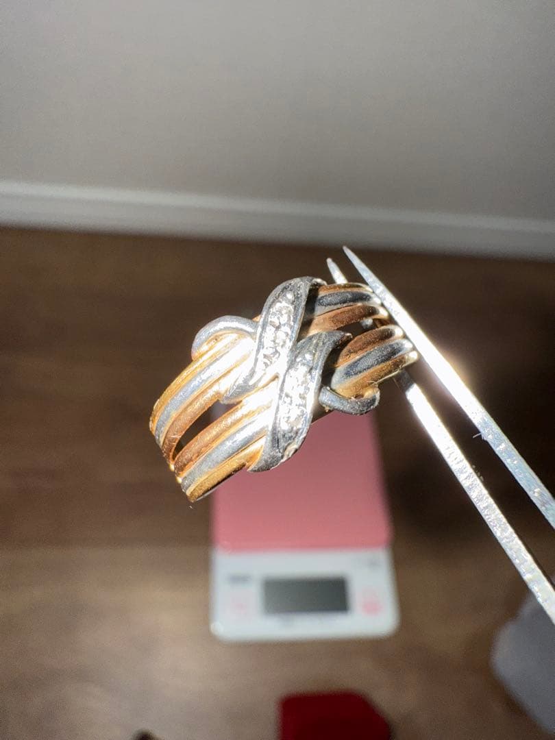 K18プラチナコンビダイアモンドリング3g