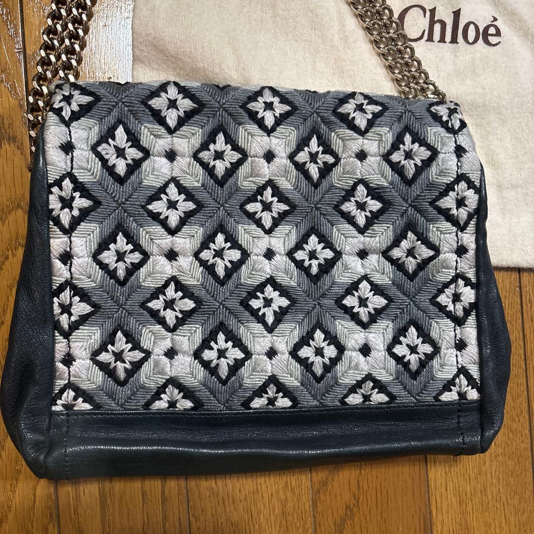 Chloé 刺繍デザイン チェーンハンドバッグ　美品 アンティーク