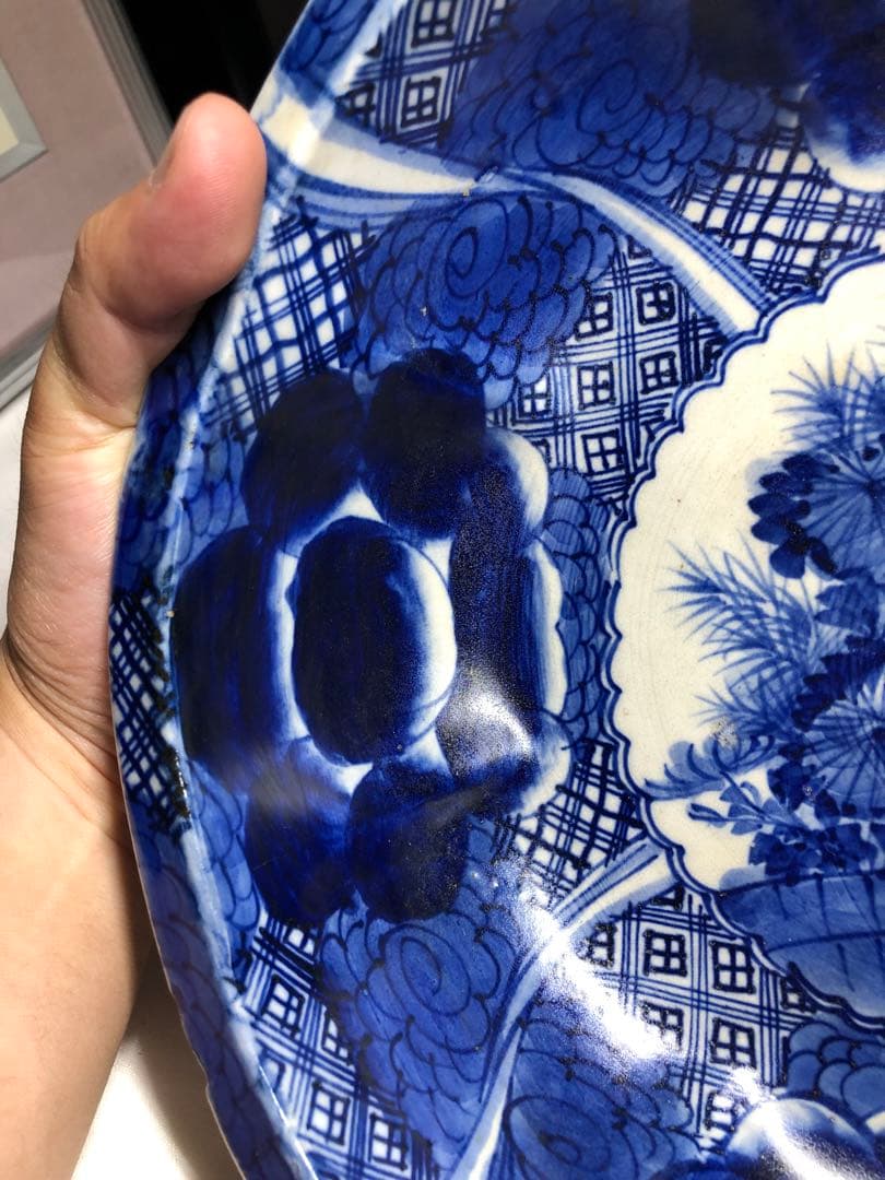 染付大缽。古伊万里。骨董品。古美術。江戸時代。舊家藏出。