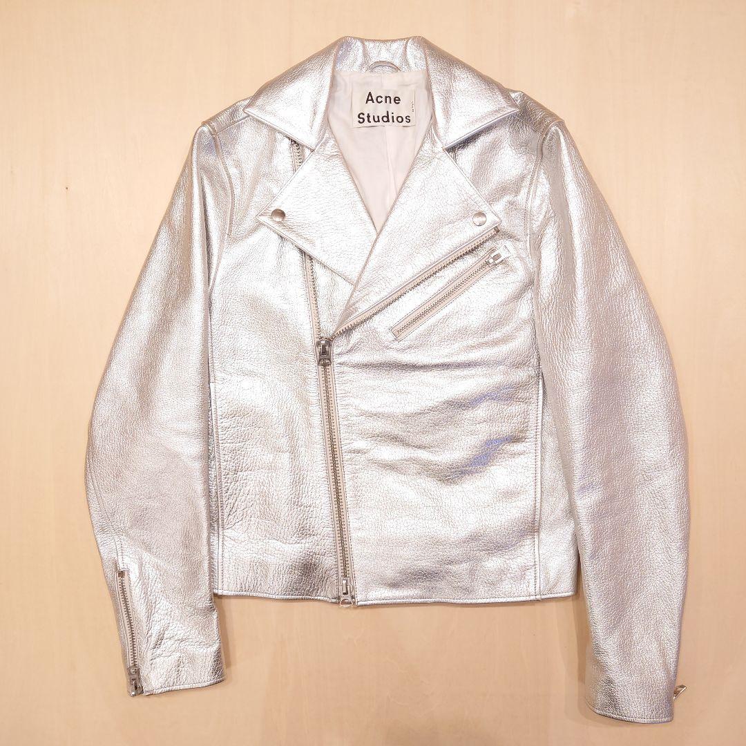 acne studios ライダースジャケット シルバー レザー gibson