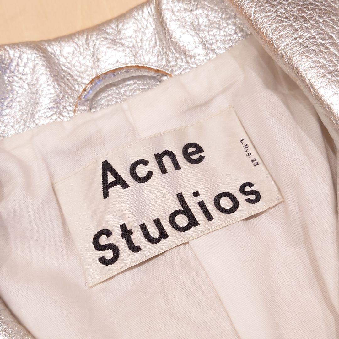 acne studios ライダースジャケット シルバー レザー gibson