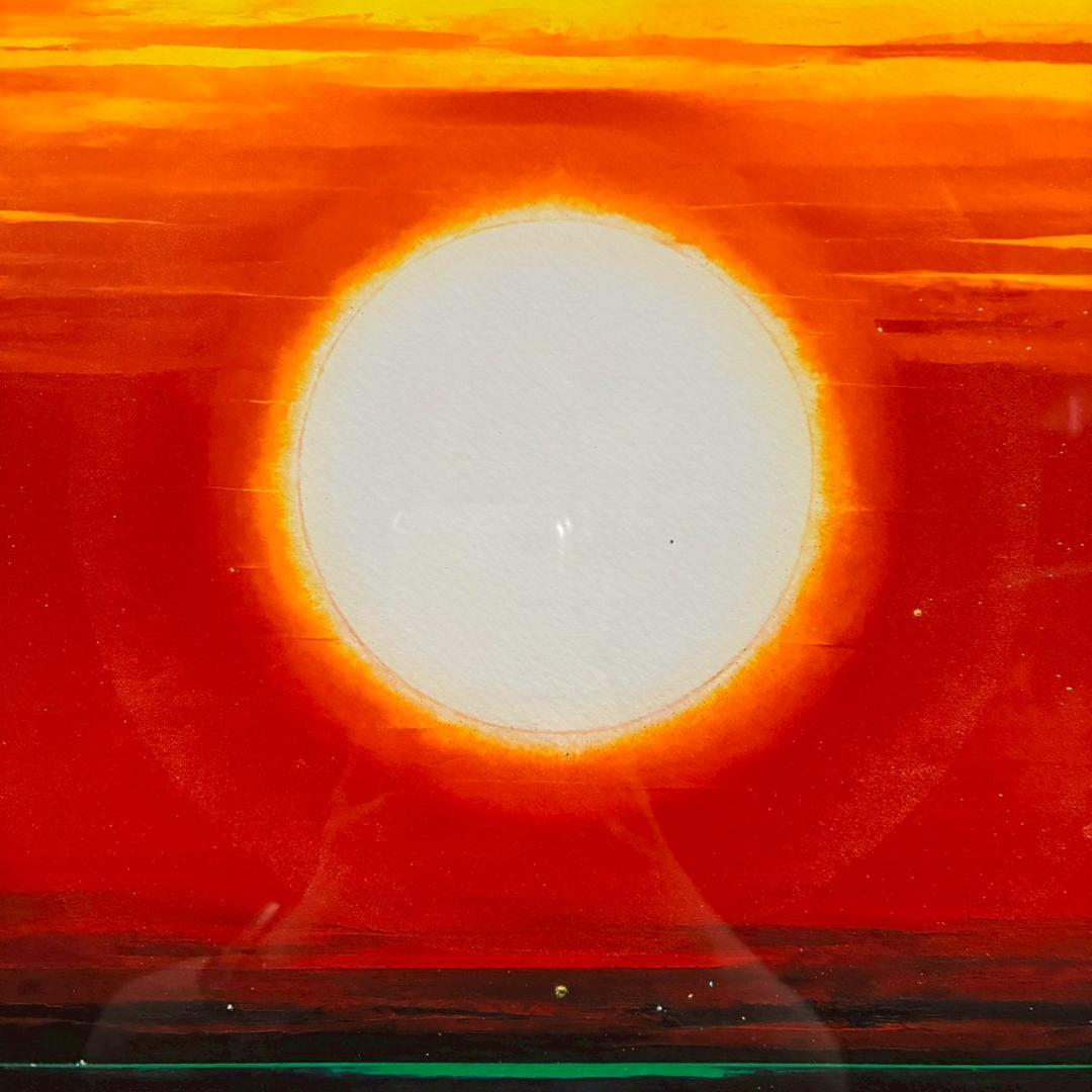 美品 小泉守邦「天空暁光日神」リトグラフ 直筆サイン入 古径額 ヒーリングアート